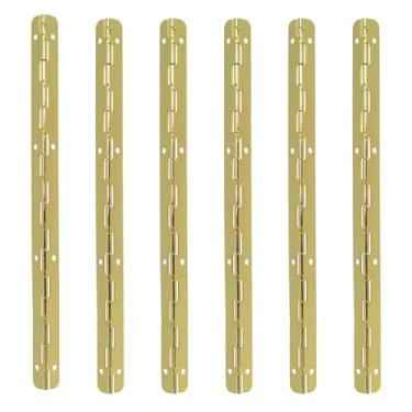 Imagem de Oedema Dobradiça de piano resistente de 20 cm de comprimento x 1,5 cm de largura aberta com furos e parafusos, dobradiças de móveis douradas para portas de armário dobráveis e caixa de madeira