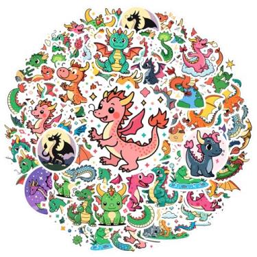 Imagem de 35 peças de adesivos de dragão fantasia faça-você-mesmo adesivos de dragão adesivos alados para laptop, bagagem, scrapbook, agenda adesivo, mala, telefone, bagagem, laptop, guitarra, carro, brinquedos