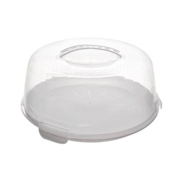 Imagem de Prato De Bolo Com Tampa E Alça Em Plástico Para Mesa Bancada