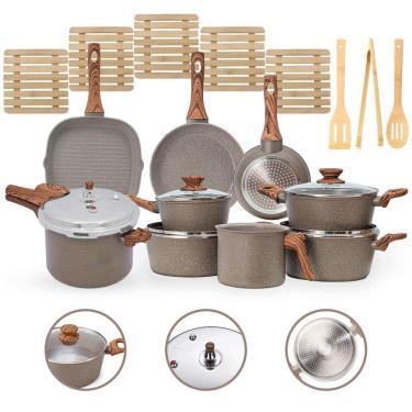 Imagem de Jogo Panela 17 Pç Indução Cerâmico Antiaderente 4Mm- Grafito