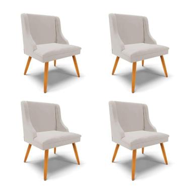 Imagem de Kit 04 Cadeiras Veludo Cinza Pés Palito Castanho