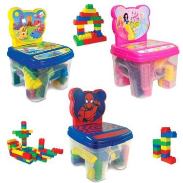 Imagem de Cadeirinha Infantil com Blocos de Montar Princesas, Dinossauro e Homem