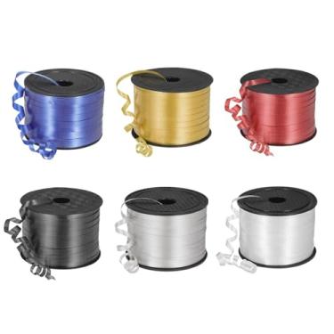 Imagem de Boxonly 5 mm, 6 peças, 100 metros, fita de ondulação, fio de balão frisado, metálico, 3/40.6 cm para decoração de festa, artesanato, branco/ouro/prata/vermelho/preto/azul