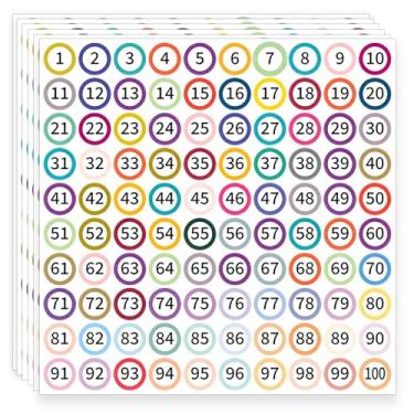 Imagem de 3000 peças de adesivos com número de 1 a 100, etiquetas coloridas de 2,5 cm para casa, sala de aula, escritório, armazenamento, interior, armários, caixas, envelopes, pastas