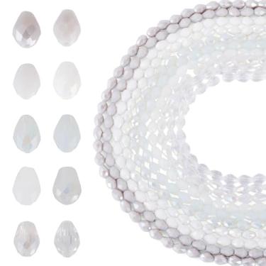 Imagem de FASHEWELRY 650 peças de contas de vidro facetadas em gota para candelabros sinos de vento, apanhadores de sol, contas de cristal de gota de água transparente para bricolage, pulseira, brinco, joias