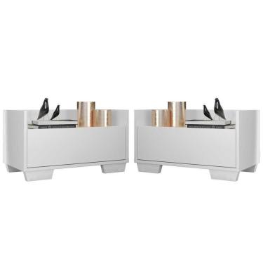 Imagem de Kit Com 2 Mesas De Cabeceira 80Cm Multimóveis V4003 Branca Branco