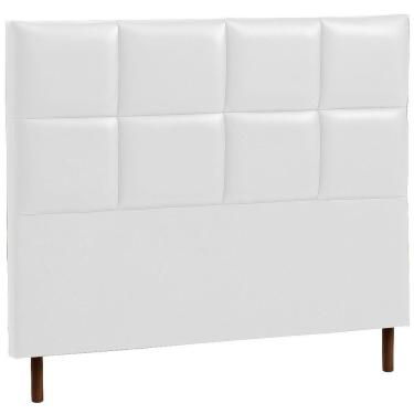 Imagem de Cabeceira Estofada Queen Espanha Couro Branco 160 Cm