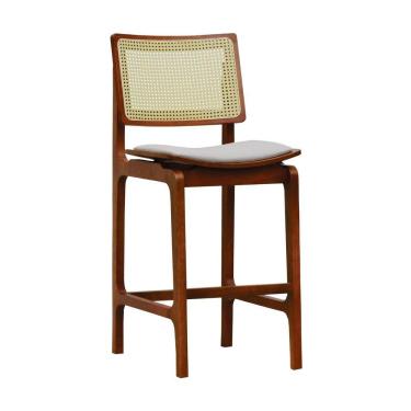 Imagem de Banqueta Alta Bistrô Gus - Amêndoa Estofado Linho Bege