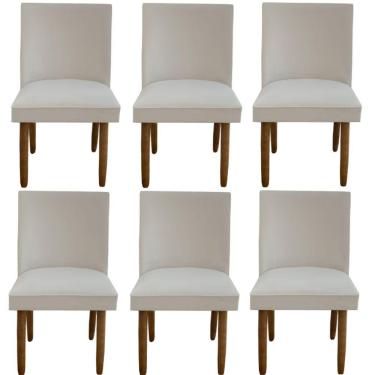 Imagem de Kit 06 Cadeiras Para Sala De Jantar Tóquio Pés Palito Suede Bege D'classe Decor