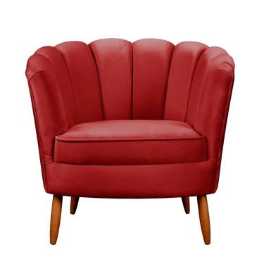 Imagem de Poltrona Ariel Petala Decorativa Com Pés De Madeira Speciale Home Vermelho