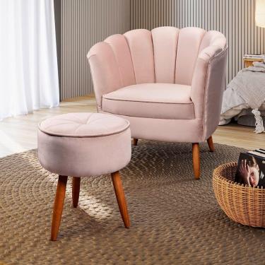 Imagem de Poltrona Decorativa Com Pés De Madeira Speciale Home Rose