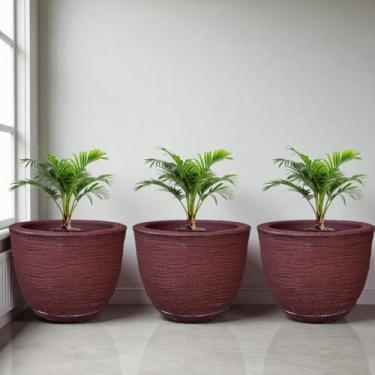Imagem de Kit 3 Vasos para Plantas Decorativo Luxo Efeito Marmorizado (Marrom) (Marrom)