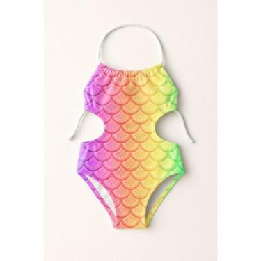 Imagem de Maiô Infantil Frente Única Menina Feminino Moda Praia Natação Banho Es