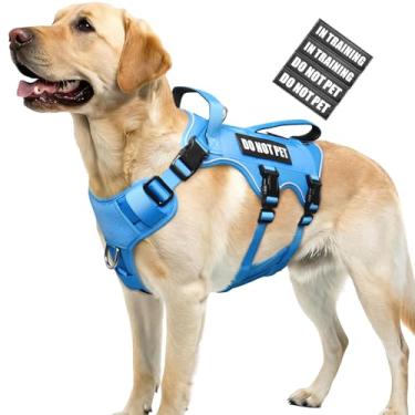 Imagem de WINSEE Peitoral para cães à prova de fuga, peitoral Molle de serviço com alça dupla, colete tático para animais de estimação com 4 adesivos para cães pequenos, médios e grandes, caminhadas, caça
