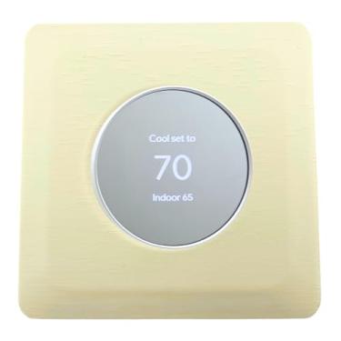 Imagem de Placa de parede quadrada bege toscana para termostato Google Nest versão 2020, peça de acabamento de textura