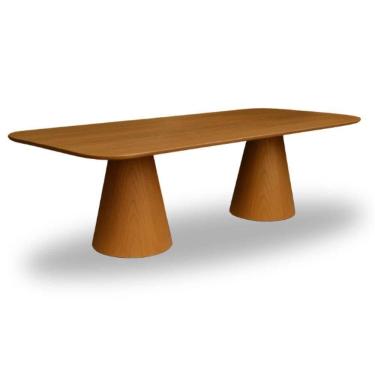 Imagem de Mesa De Jantar Cone Retangular Vitta 198x122cm Base Fiberglass Laminada Em Freijo Tampo Freijó