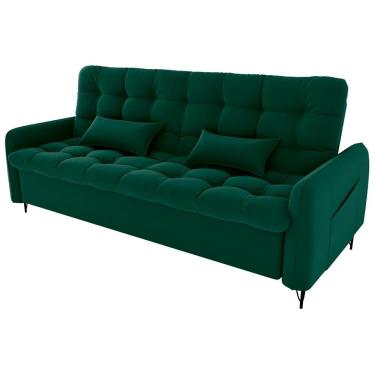 Imagem de Sofa Cama 2 Lugares 200cm Pillar Veludo E402 Verde Milani Store Verde