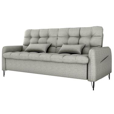Imagem de Sofa Cama 2 Lugares 200cm Pillar Linho Vancouver E487 Milani Store Cinza