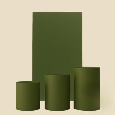 Imagem de Kit Capa De Painel Romano Liso Retângulo Dupla Face Duas Cores E Trio Cilindros De Malha Gel Premium(Verde Oliva)