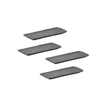 Imagem de Conjunto de Travessas Retangulares Pequenas Porto Brasil Titanium 22x9,5cm - 4 Peças