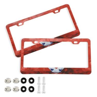 Imagem de SEHANY Molduras de placa de carro rosa dos namorados, capas de moldura de placa de carro de alumínio à prova de ferrugem com orifícios elípticos e parafusos serve para veículos padrão dos EUA tamanho