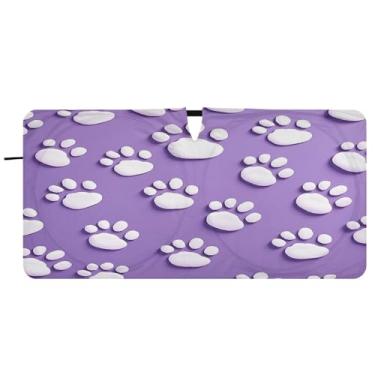 Imagem de Blueangle Guarda-sol para para-brisa com estampas de patas fofas - 149,9 cm x 76,2 cm dobrável para janela dianteira do carro bloqueia raios UV viseira de sol (434)