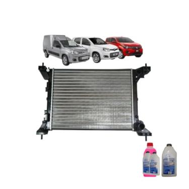 Imagem de Kit Radiador Novo Uno Pálio Evo 10> Mobi 16> com Aditivo Rosa Pronto Uso