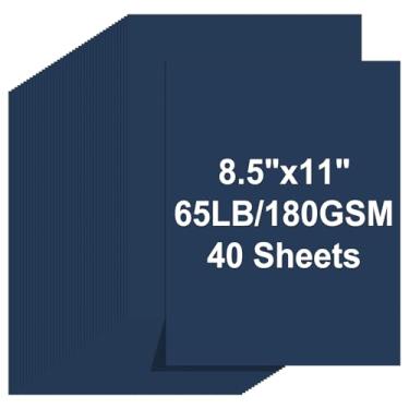 Imagem de Cartolina 8,5 x 11, 40 folhas, porta-cartões azul escuro, 29,5 kg/180 g/m², papel para impressora de cartolina para arte, pintura, convites, cartões faça você mesmo, artesanato, construção, material