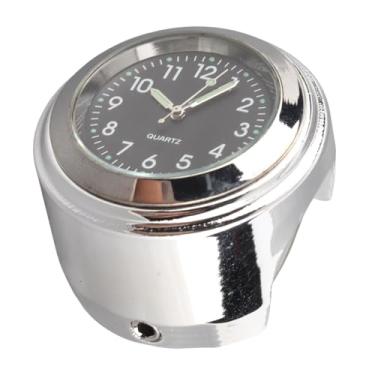 Imagem de Phefop Relógio para Guidão de Motocicleta Relógio Analógico de Liga de Alumínio Cromado Com Mostrador Fluorescente Movimento de Quartzo à Prova D'água Ajuste Universal para Vibração de Guidão de 22