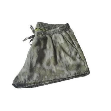 Imagem de Short feminino devorê com forro e bolsos Plus Size - Organiky, Verde, 