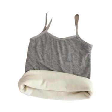 Imagem de Camiseta Térmica Sem Mangas Feminina Em Cor Sólida Ajuste Slim Quente 