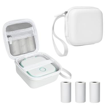 Imagem de Capa para etiquetadora compatível com Memoking T02, capa para mini impressora de adesivos Phomemo M02 com 3 rolos de papel adesivo térmico (50 mm x 3,5 m), suporte de armazenamento de papel adesivo