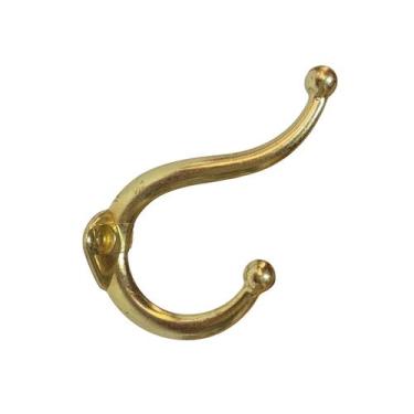 Imagem de Kit c/2 Ganchos Cabideiro Liso Duplo Metal para Pendurar e Parafusos -