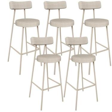 Imagem de Kit 05 Banquetas Alta Bar Cozinha Sala De Jantar Aço Milão Arena L02 L