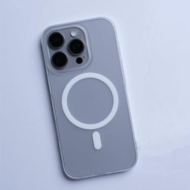 Imagem de Capa de celular ultrafina e luminosa para iPhone 16, 16pro Max, 15 Pro, 14, 13, 12 e 11, com carregamento sem fio, translúcida, rígida, branca, para iPhone 13 Pro Max