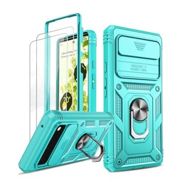 Imagem de LeYi Capa para Google Pixel 6: capa para Pixel 6 com capa de câmera deslizante + [2 pacotes] protetor de tela de vidro temperado, capa de telefone de grau militar de corpo inteiro 360 com suporte para Google Pixel 6, verde