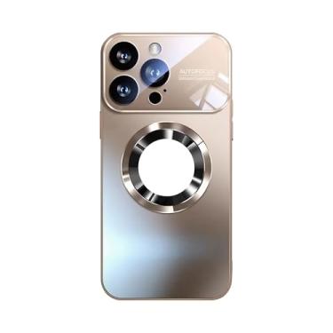 Imagem de Capa de telefone magnética fosca para iPhone 16 Pro, capa de telefone de absorção magnética, proteção de lente/à prova de choque/anti-amarelo/anti-impressão digital (ouro deserto)