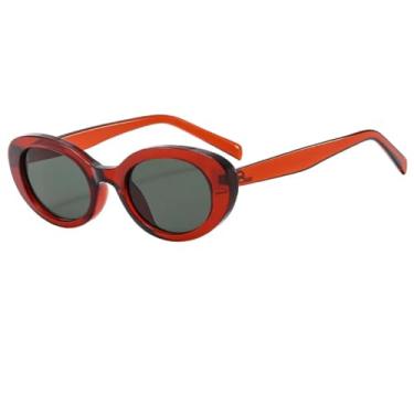 Imagem de Óculos de Sol Vintage Olho de Gato Verde Escuro UV400 Feminino Retrô Multicolorido (Marrom-Verde)