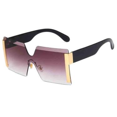 Imagem de Óculos de Sol Femininos Oversized Sem Aro, Modelo Monobloco, para Esportes ao Ar Livre, Corrida e Ciclismo, nas Cores Preto, Dourado e Cinza.