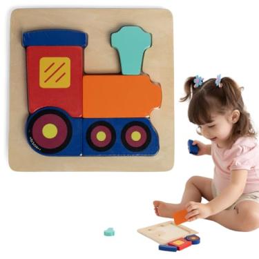 Imagem de PIMPOLHO Quebra-Cabeça de Madeira para Crianças, Unissex, Acima de 2 Anos Montessori Trem)