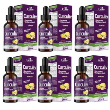 Imagem de Kit Com 06 - Curculiv (Cúrcuma e Colágeno Tipo II) Em Gotas 30ml Celliv