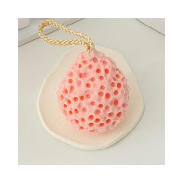 Imagem de Esponja de banho macia rosa para chuveiro espuma esfoliante corporal para limpeza suave e esfoliação