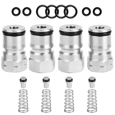 Imagem de Ferroday 2 pares de pinos de barril de bloqueio de esfera, 19/32-18 de aço inoxidável rosca fêmea, pino líquido a gás, acessórios Cornelius Corny Ball Lock Keg com anel de vedação reserva de mola para