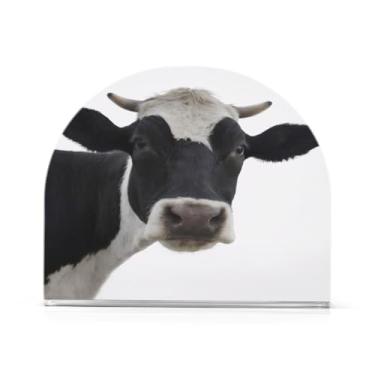 Imagem de Qilmy Bonito porta-guardanapos de acrílico de vaca, suporte de guardanapo de coquetel de plástico transparente para mesas de restaurante de cozinha, 1 peça