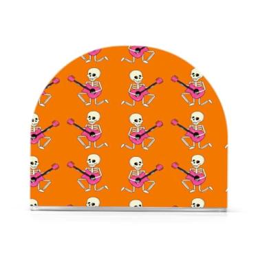 Imagem de Qilmy Porta-guardanapos de acrílico de esqueletos de desenho animado, suporte de guardanapo de coquetel de plástico transparente para mesas de restaurante de cozinha, 1 peça