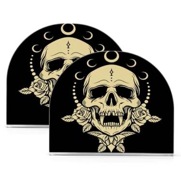 Imagem de Qilmy Porta-guardanapos de acrílico de caveira de Halloween, suporte de lenços de mesa independente transparente, dispensador de papel de coquetel para cozinha, jantar, restaurante, bar, decoração, 2