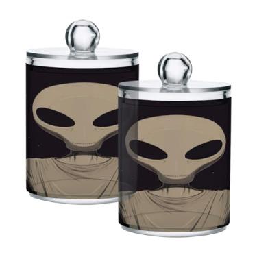 Imagem de Qilmy Cool Alien Qtip Suporte 2 unidades, frascos de boticário de 400 ml, vasilha organizadora de banheiro para cotonetes, bolas de algodão, almofadas de maquiagem, fio dental, sais de banho