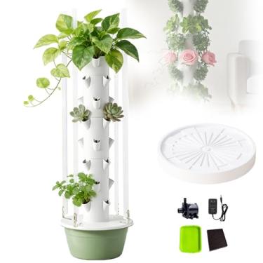 Imagem de Sistema De Cultivo HidropôNico Com 36 Vasos Torre De Jardim HidropôNico Com Bomba,Temporizador AutomáTico,LâMpada De Led Para Cultivo,Base MóVel E Ciclo AutomáTico Para Amantes Da Jardinagem