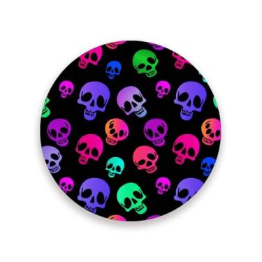 Imagem de JUZIHAI Conjunto de 4 porta-copos de Halloween fantasmas e abóboras, porta-copos redondos de pedra de cerâmica absorvente com base de cortiça, tapete de proteção de mesa para cozinha, bar, decoração