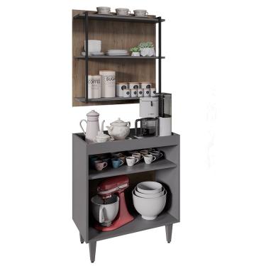 Imagem de Painel Organizador 3 Prateleiras Clara - Ssx Multicoisas Grafite - Freijó